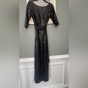 Terani Couture Elegant Black Sequin Jumpsuit
